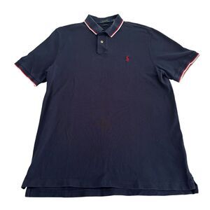 Polo Ralph Lauren Men's Polo Shirt Size Med Classic Fit Blue Red/White Stripe